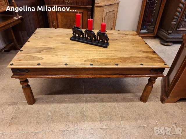 маса за всекидневна орех и ковано желязо , снимка 1