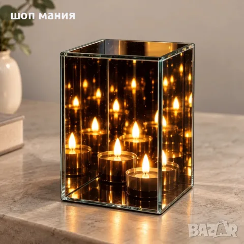 Огледален LED свещник, снимка 3 - Лед осветление - 56534086