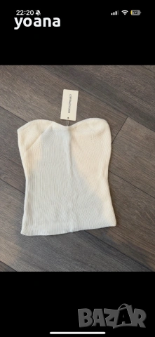 Кремаво-бял тръбен топ без презрамки, нов с етикет, снимка 2 - Други - 53330463