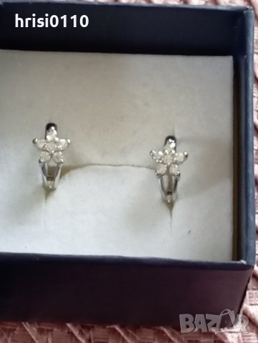 Сребърни обеци с циркони , снимка 3 - Обеци - 44321741