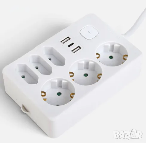 Разклонител кутия с европейски шуко контакти и USB портове