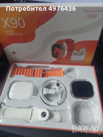 Комплект X90 Ultra 4в1: Смарт часовник + Слушалки Airpods Pro