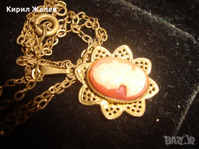 СТАРИННА КАМЕЯ МЕДАЛЬОН БИЖУ 30-те ГОДИНИ БРОНЗ ПОЗЛАТА 7115, снимка 11 - Колиета, медальони, синджири - 30695791