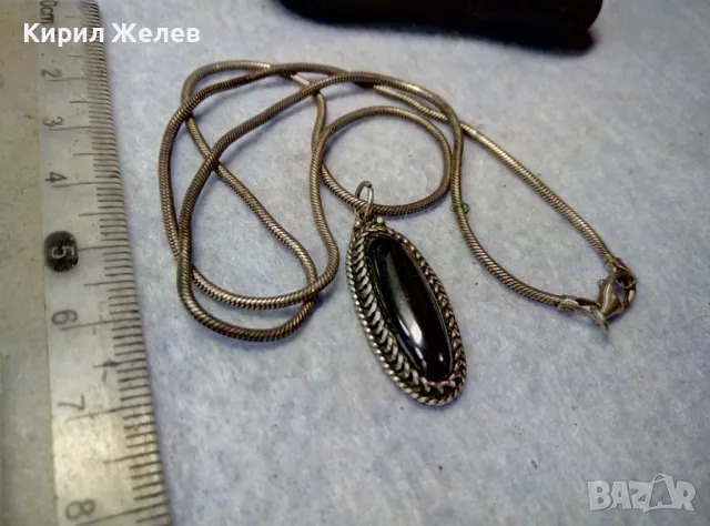 СТИЛНО ФЕШЪН АРТ СРЕБЪРНО КОЛИЕ СРЕБРО 925 с ЛЪСКАВ ПОЛИРАН КАМЪК ХЕМАТИТ 40042, снимка 6 - Колиета, медальони, синджири - 50023371