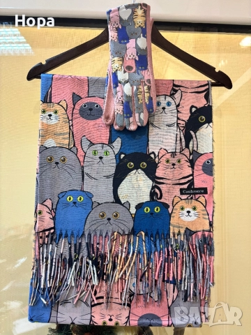 Шал Кашмир с Котки , снимка 5 - Шапки - 20048160