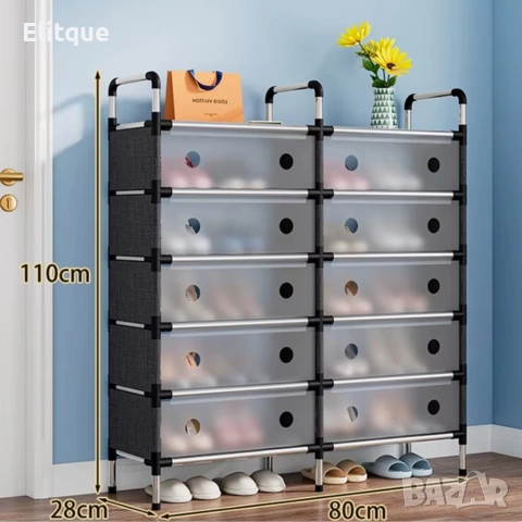 Многоетажен шкаф за обувки с прозоречни врати и голям капацитет, снимка 4 - Шкафове - 53256136