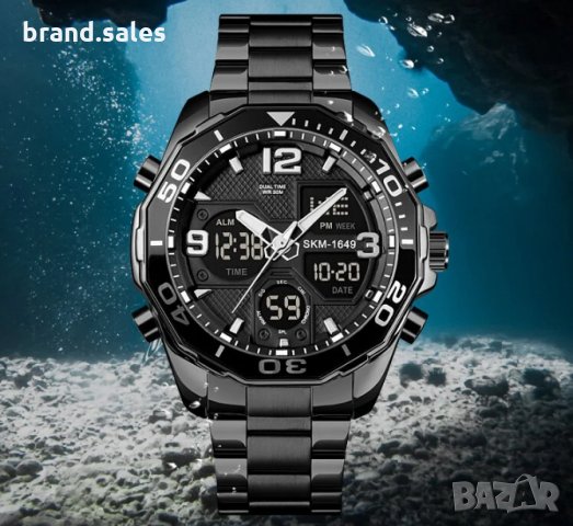 Елегантен мъжки часовник с двоен механизъм, снимка 3 - Мъжки - 30741456