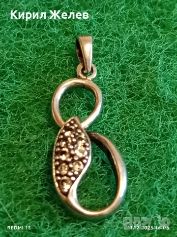 СРЕБЪРЕН МЕДАЛЬОН във ФОРМАТА на БЕЗКРАЙНОСТТА с ИНКРОСТИРАНИ КРИСТАЛИ 50908