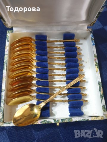 Старинни позлатени лъжички за кафе - 12 броя , снимка 3 - Антикварни и старинни предмети - 40748888