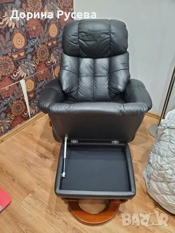 Кожен фотьойл с релакс механизъм, снимка 2 - Дивани и мека мебел - 56057958