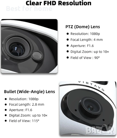 VIRTAVO XD1 Вътрешна охранителна WiFi камера, без изискване за абонамент, снимка 7 - IP камери - 54127044