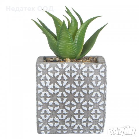 Изкуствен декоративен кактус в керамична сива саксия, 9 см, снимка 2 - Изкуствени цветя - 35588332