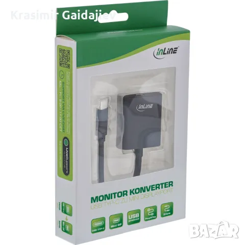 InLine USB-C към Mini DisplayPort адаптер, черен