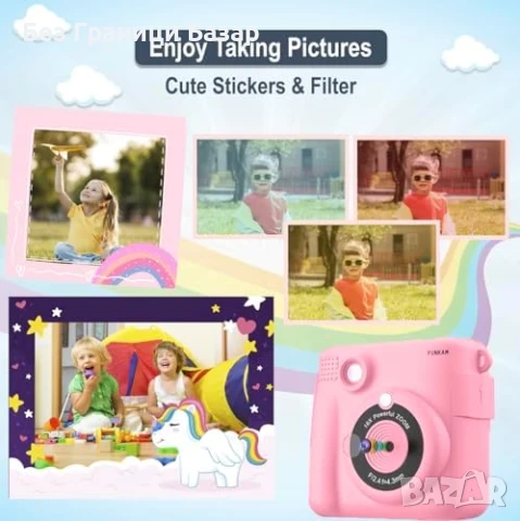 Нова Камера за незабавен печат с 3 ролки хартия Фотопринтер фотоапарат, снимка 4 - Други - 51119732