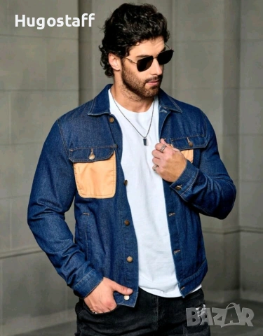 Ново мъжко карго дънково яке риза Street Style деним памук L, снимка 4 - Якета - 54230840