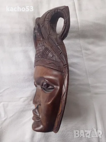 Африканска маска от кафяв абанос., снимка 4 - Антикварни и старинни предмети - 49859096