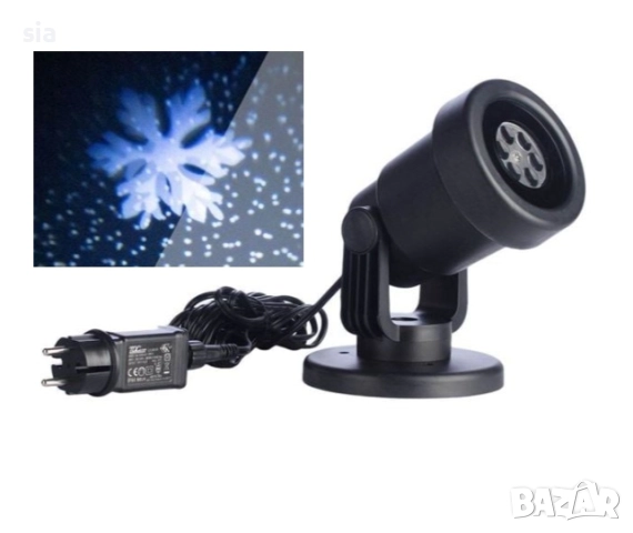 Коледен светещ прожектор със Коледни Снежинки, Водоустойчив- IP54