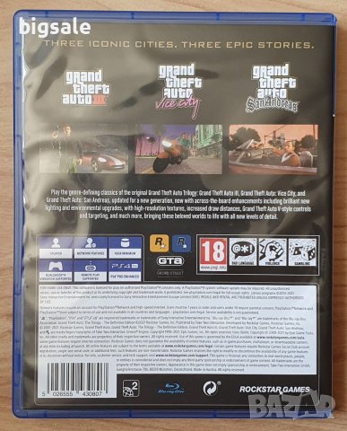 Диск GTA Grand Theft Auto Trilogy Definitive Edition PS4 Playstation 4, снимка 2 - Игри за PlayStation - 37151571