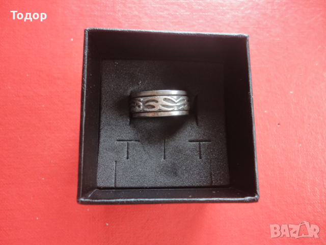 Уникален двоен въртящ сребърен пръстен 925, снимка 1 - Пръстени - 44619625
