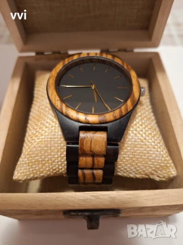 Дървен мъжки ръчен часовник, снимка 2 - Мъжки - 50619301