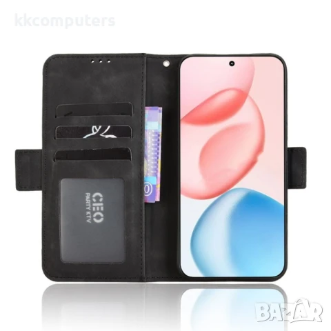 Honor 400 5G Кожен Калъф Портфейл с Джобове за Карти + Протектор | Черен, Тъмносин, Кафяв, Розов, Че, снимка 7 - Калъфи, кейсове - 50513645