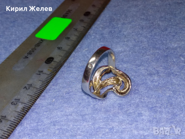 ВЕЛИКОЛЕПЕН АЖУРЕН ВИНТИДЖ АРТ СРЕБЪРЕН ПРЪСТЕН СРЕБРО 925 с БЯЛА ПОЗЛАТА БИЖУТЕРСКА ИЗРАБОТКА 43781, снимка 16 - Пръстени - 44664370