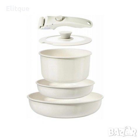 Комплект съдове Goldmann GM-1005 – 5 части с подвижна дръжка, мраморно покритие и индукция, снимка 3 - Други - 53046504