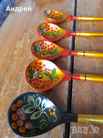 Стари Руски дървени лъжици #4, снимка 2 - Други ценни предмети - 44516469