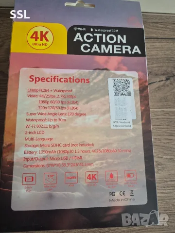 Спортна екшън камера XMART WiFi + 3 батерии, снимка 4 - Камери - 55894554