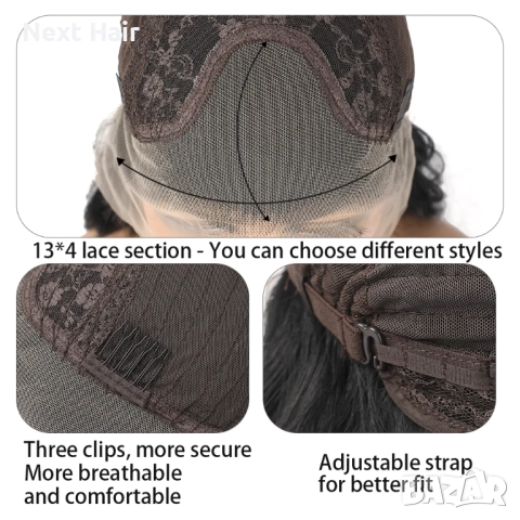 75 см синтетична светло руса перука на вълни с дантела 13X4, снимка 3 - Аксесоари за коса - 52009326