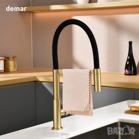 Смесител за кухненска мивка с един лост и издърпващ се разпръсквач, снимка 5 - Абсорбатори - 52722525