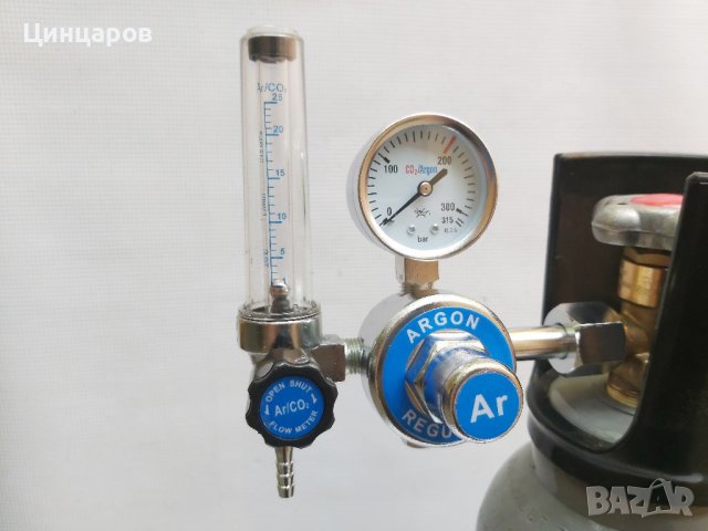 Редуцир вентил,регулатор с часовник и ротаметър за Аргон/въглерод, снимка 2 - Други машини и части - 37870815