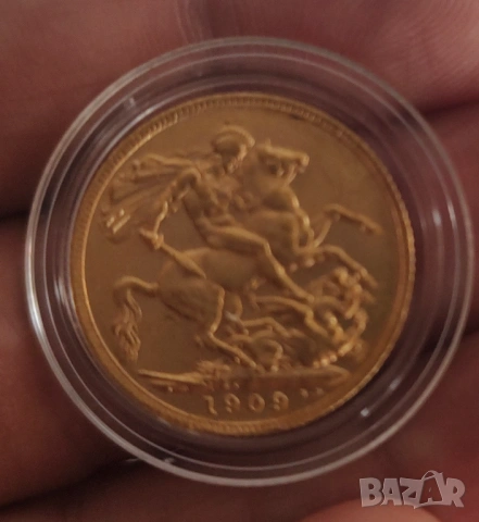 Суверен 1909г. Едуард VII, снимка 2 - Нумизматика и бонистика - 54013985