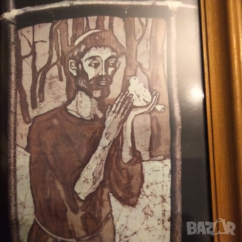 Картина в дървена рамка .рисувана върху стъкло , снимка 3 - Картини - 39783812