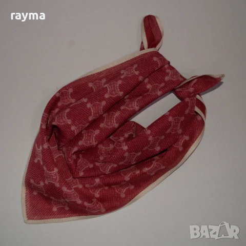 Шал Celine Arc de Triomphe коприна и памук, лого, квадратен шал 47x47см.