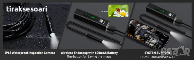 Безжичен WiFi Ендоскоп Камера за Телефон – 720p, 5м Кабел, Съвместим с iOS и Android, снимка 8 - Аксесоари и консумативи - 50210755