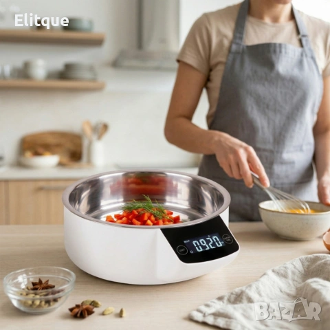 Дигитална кухненска везна до 5 кг – LCD дисплей, купа от неръждаема стомана и ТАРА функция, снимка 2 - Други стоки за дома - 54289560