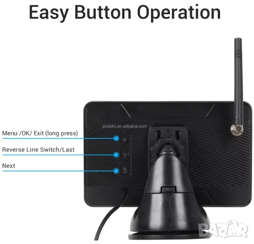 Безжична камера за заден ход, с монитор 4.3 инча, кола, автомобил, широк ъгъл, задно, нощно виждане, снимка 8 - Аксесоари и консумативи - 49397354