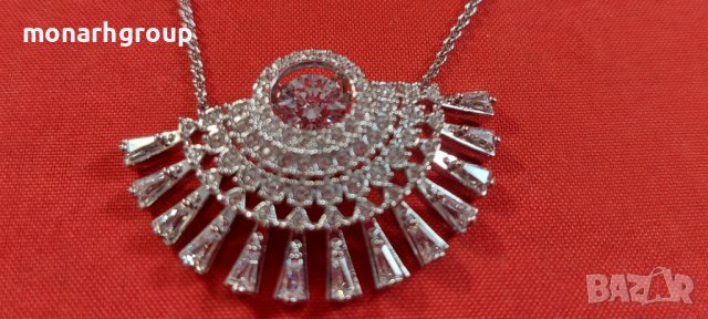 Колие Swarovski Sparkling Dance Среден, бял, с родиево покритие, снимка 3 - Други - 38927930