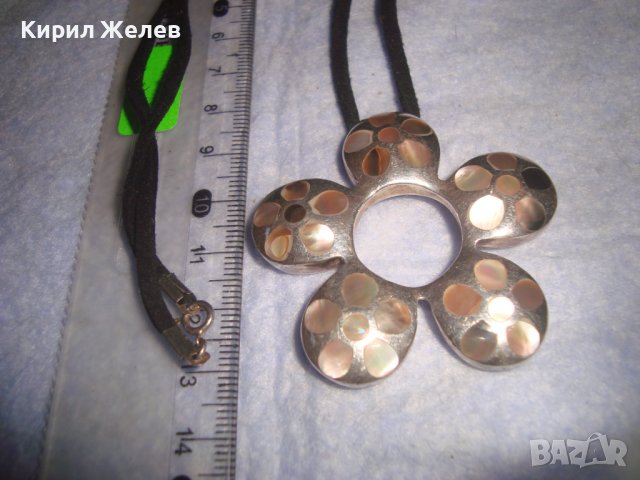 МАСИВЕН СРЕБЪРЕН СЕДЕФЕН ФЕШЪН АРТ МЕДАЛЬОН СРЕБРО 925 ИТАЛИЯ ИНКРУСТИРАН КРАЛСКИ СЕДЕФ КОЛИЕ 28776, снимка 9 - Колиета, медальони, синджири - 37300673