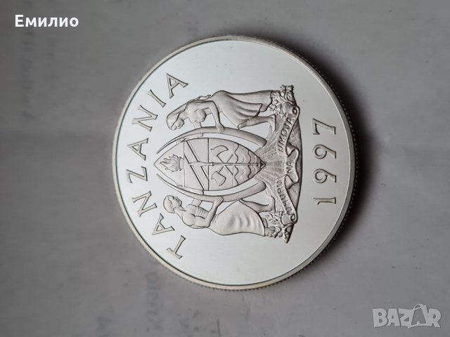 TANZANIA 🇹🇿 500 SHILLINGS 🇹🇿 1997 SILVER PROOF DCAM 1 OZ , снимка 3 - Нумизматика и бонистика - 32137376