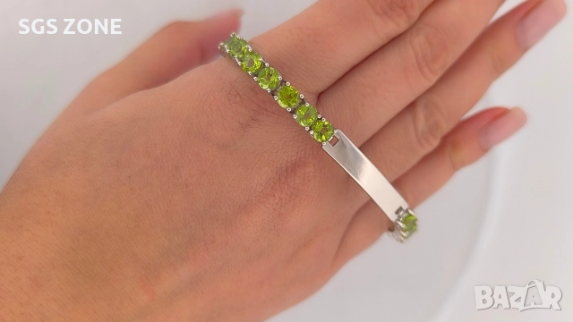 СРЕБЪРНА ГРИВНА 925 С НАТУРАЛЕН ПЕРИДОТ, снимка 9 - Гривни - 52709167