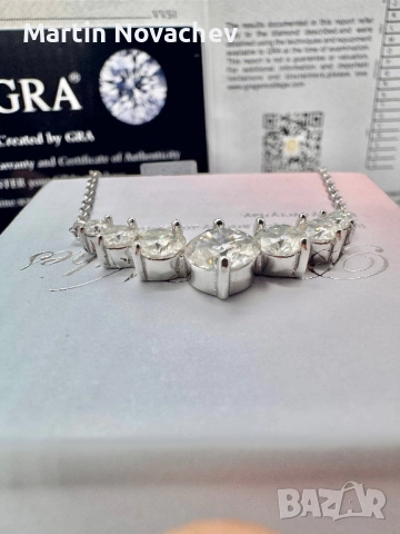 Сребърно колие с мойсанит (Диамант) 2.8 карата, снимка 6 - Колиета, медальони, синджири - 52145984