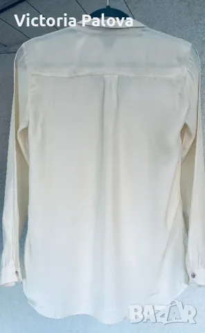 Копринена риза H&M екрю, снимка 8 - Ризи - 47873653