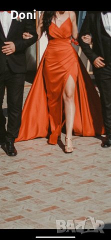Дамска официална рокля в оранжево-червено, снимка 2 - Рокли - 38834617