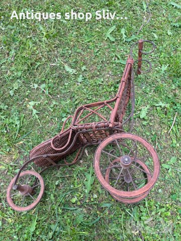 Стара плетена количка за кукли. №3998, снимка 6 - Антикварни и старинни предмети - 40730612