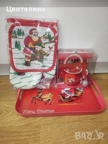 Коледен сет от поднос,чаша и кухненска ръкавица с ръкохватка 28.99 лв., снимка 6 - Декорация за дома - 52708653