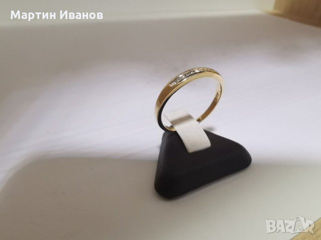 Златен пръстен с диаманти 9 карата , снимка 2 - Пръстени - 30077798