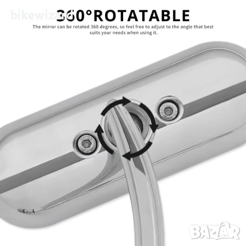 Овални огледала за мотоциклет, хромирани, с резба M8/M10, универсални, за задно виждане - чифт НОВИ, снимка 2 - Части - 54152788