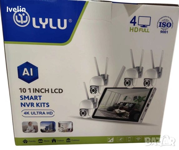 Безжичен WiFi комплект с 4 камери 4К Ultra HD+DVR за видеонаблюдение